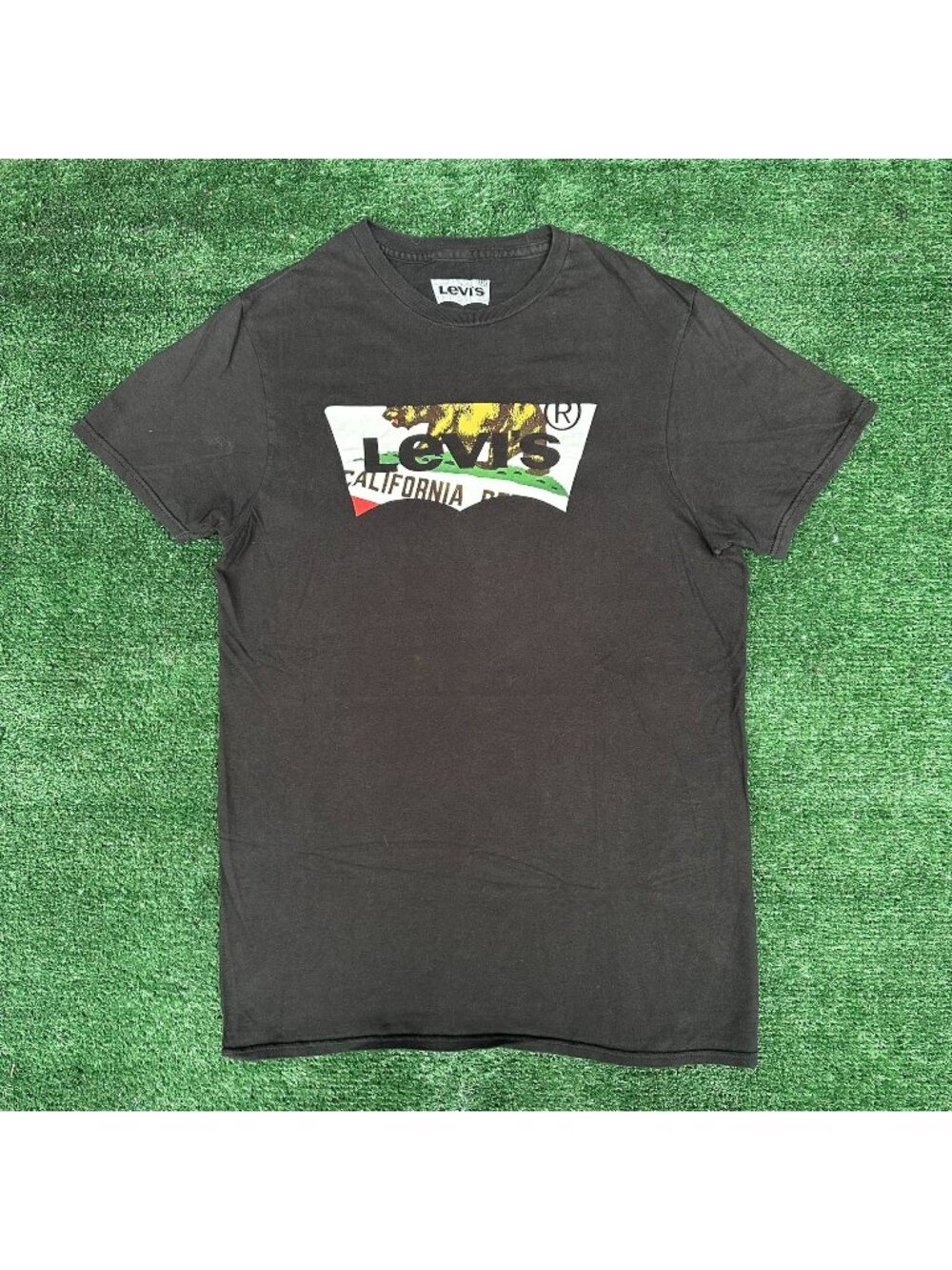 Vintage Y2K Levi's California Bear Flag T-Shirt Black S Skate Surfer Streetwear